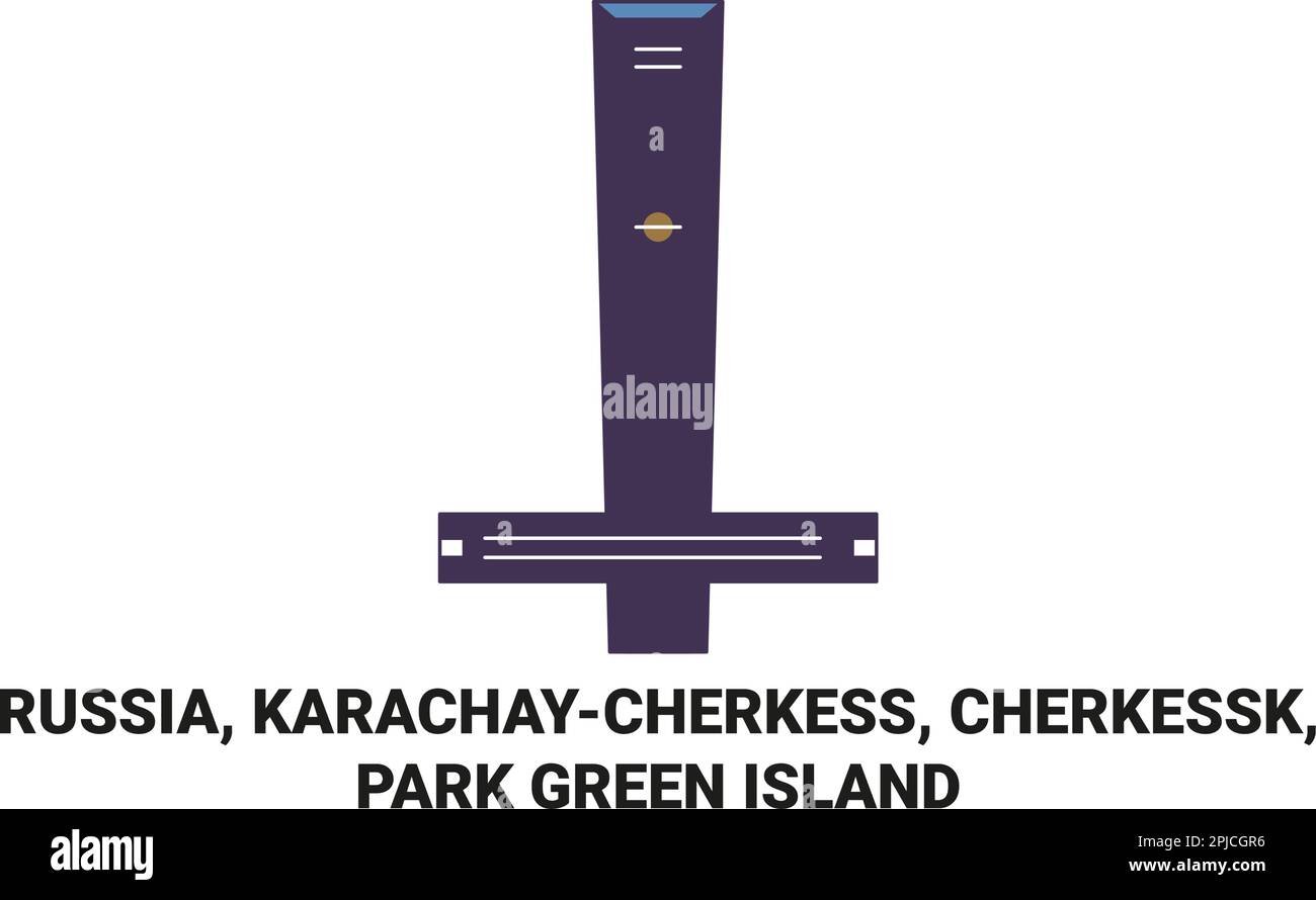 Russia, Karachaycherkess, Cherkessk, Park Green Island viaggio punto di riferimento vettore illustrazione Illustrazione Vettoriale