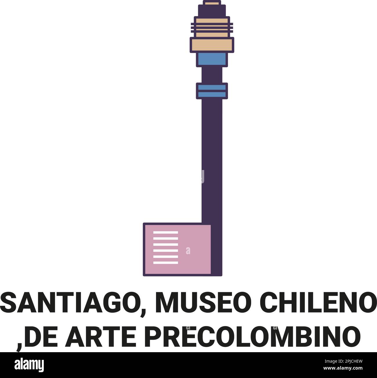 Cile, Santiago, Museo Chileno De Arte Precolombino viaggio punto di riferimento vettoriale illustrazione Illustrazione Vettoriale