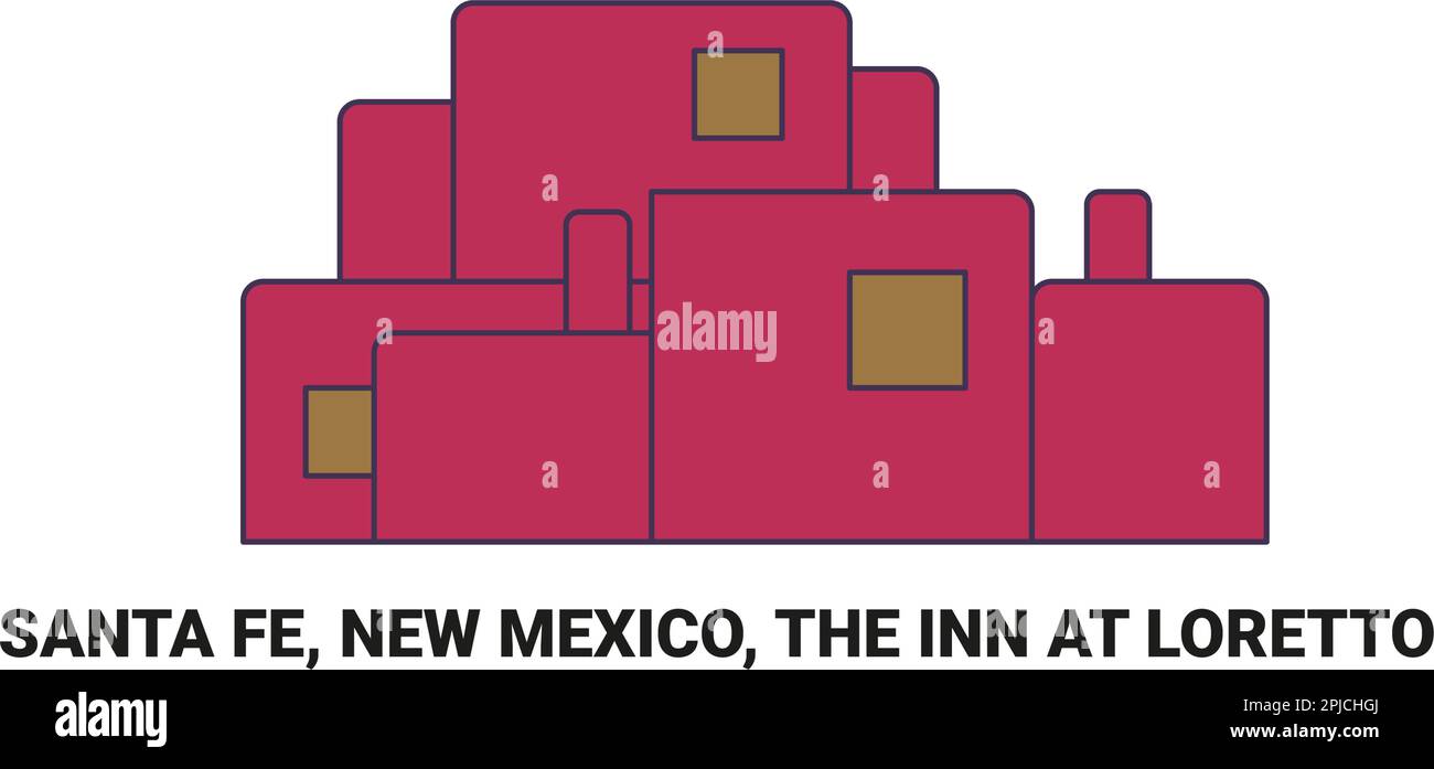 Stati Uniti, Santa Fe, New Mexico, The Inn at Loretto, viaggio punto di riferimento vettore illustrazione Illustrazione Vettoriale
