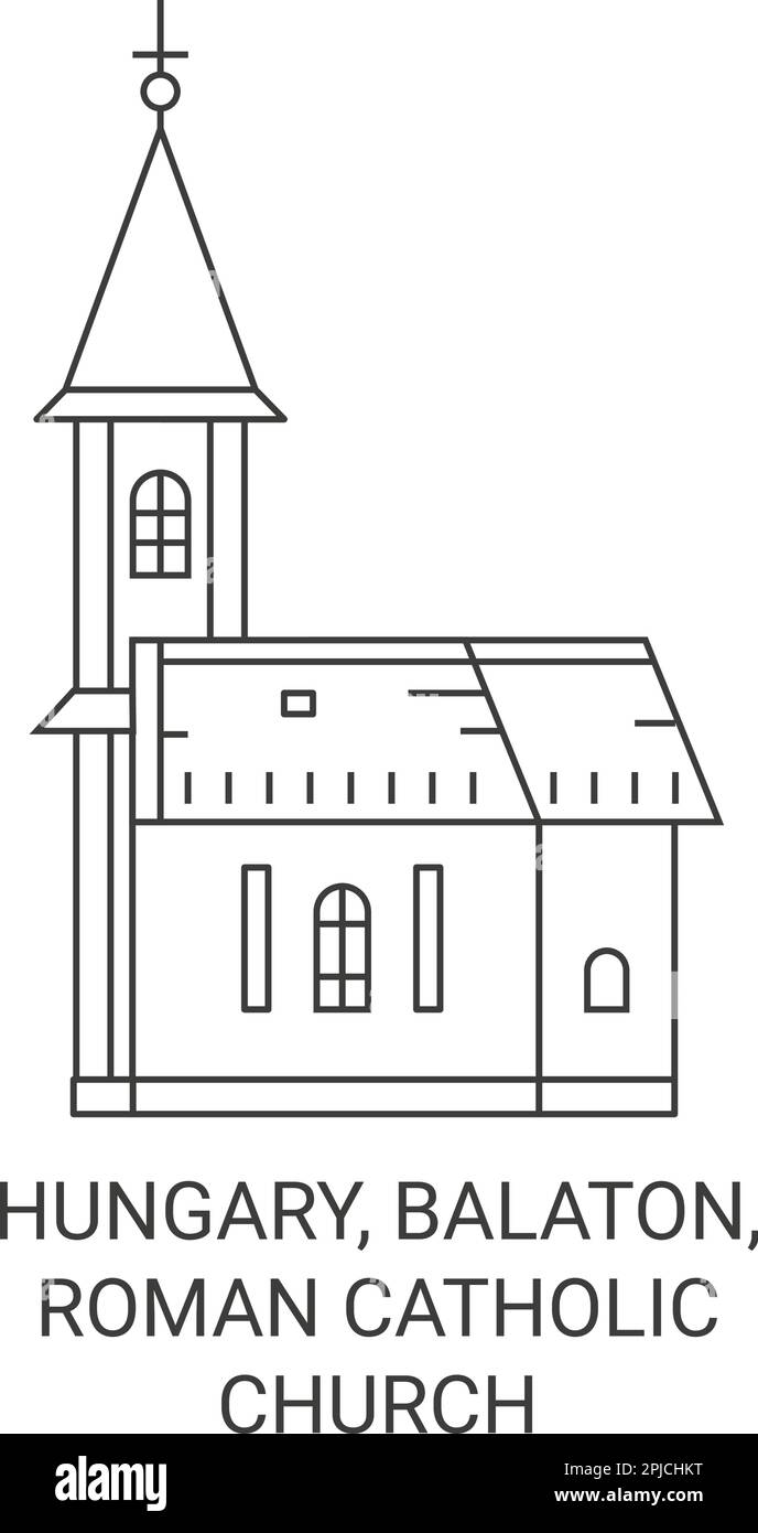 Ungheria, Balaton, Chiesa cattolica romana a Krshegy viaggio punto di riferimento vettore illustrazione Illustrazione Vettoriale