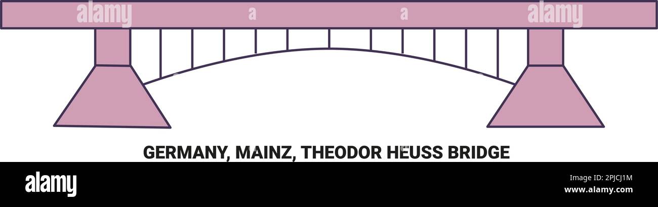 Germania, Magonza, Theodor Heuss Bridge viaggio punto di riferimento vettoriale illustrazione Illustrazione Vettoriale