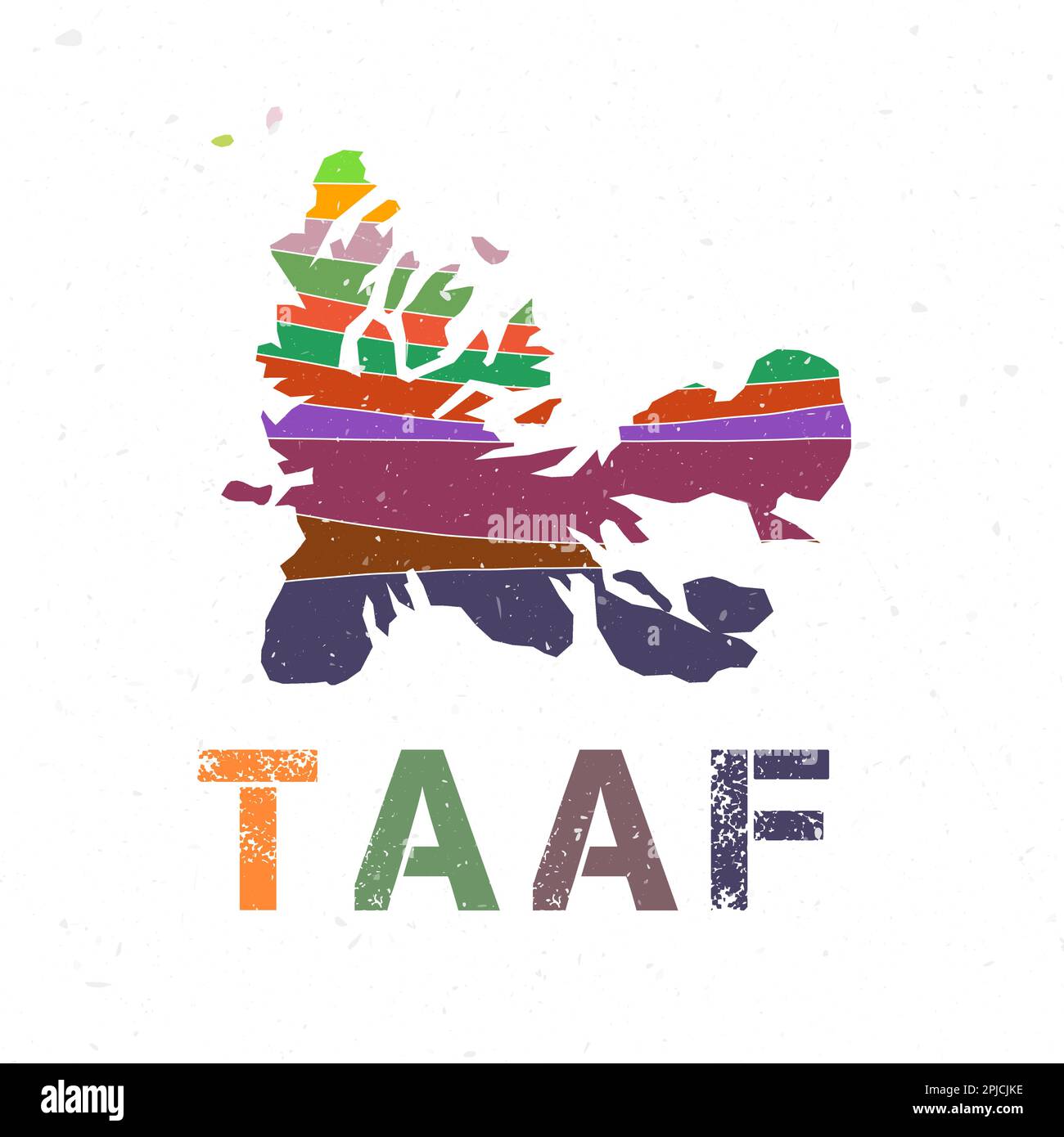 Progettazione mappa TAAF. Forma del paese con splendide onde geometriche e texture grunge. Elegante illustrazione vettoriale. Illustrazione Vettoriale