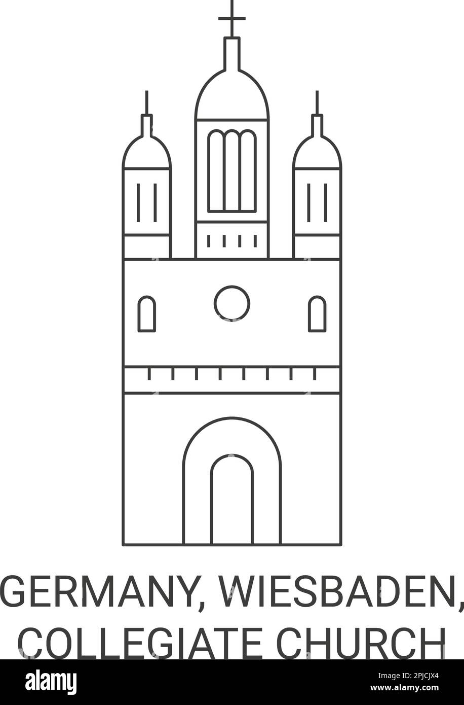 Germania, Wiesbaden, Collegiata viaggio vettore di riferimento illustrazione Illustrazione Vettoriale