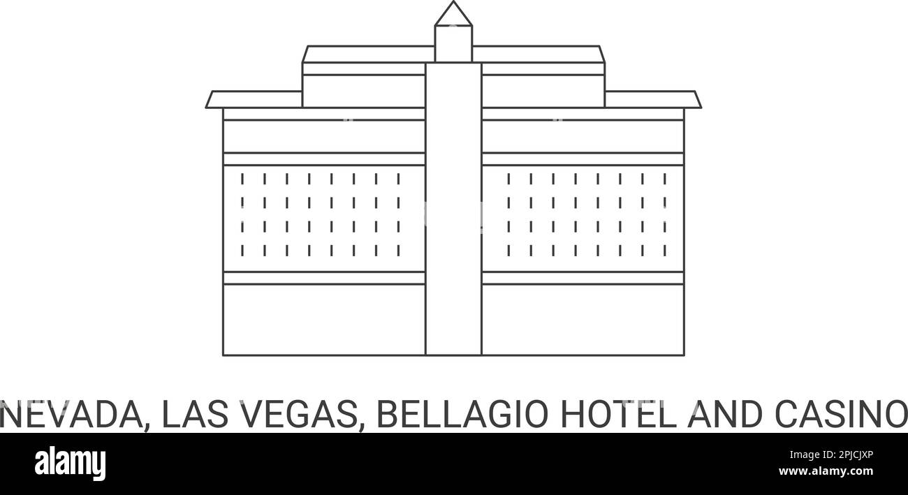 Stati Uniti, Nevada, Las Vegas, Bellagio Hotel and Casino, viaggio punto di riferimento vettore illustrazione Illustrazione Vettoriale
