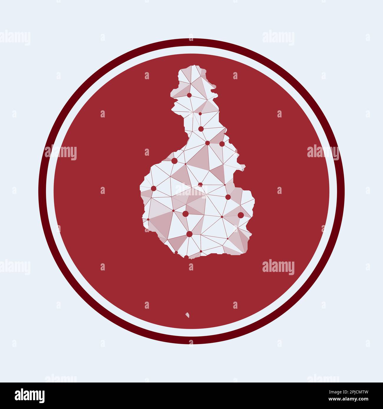 Icona di Tioman Island. Logo tecnologico alla moda dell'isola. Design rotondo con mesh geometrica. Tecnologia, Internet, rete, concetto di telecomunicazione. Illustrazione Vettoriale