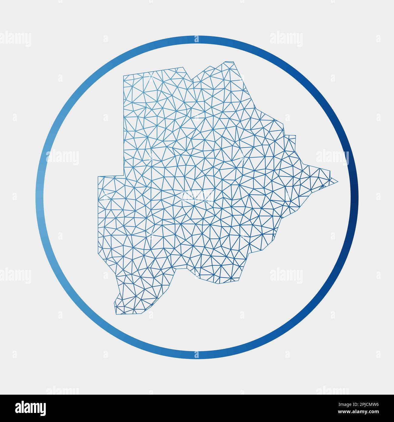 Icona Botswana. Mappa della rete del paese. Segno tondo Botswana con anello gradiente. Tecnologia, Internet, rete, concetto di telecomunicazione. Illustrazione Vettoriale