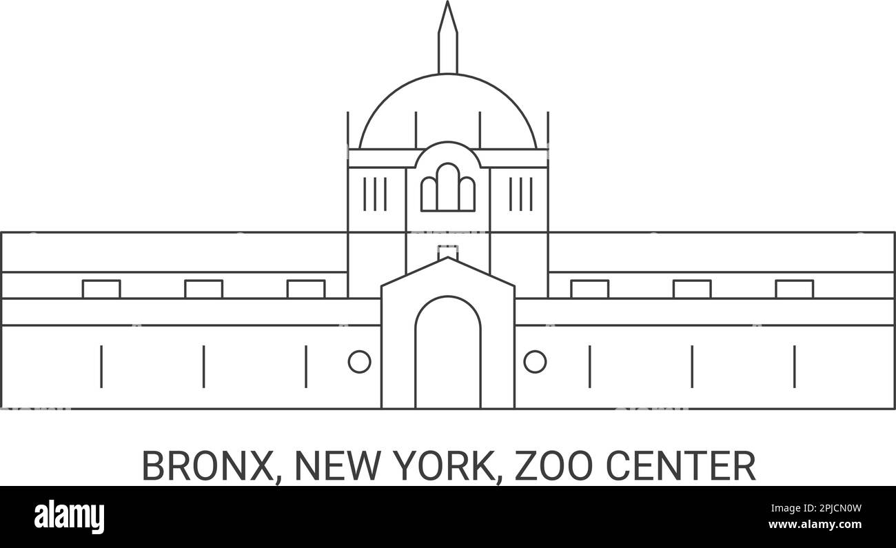 Stati Uniti, Bronx, New York, Zoo Center, viaggio punto di riferimento vettoriale illustrazione Illustrazione Vettoriale