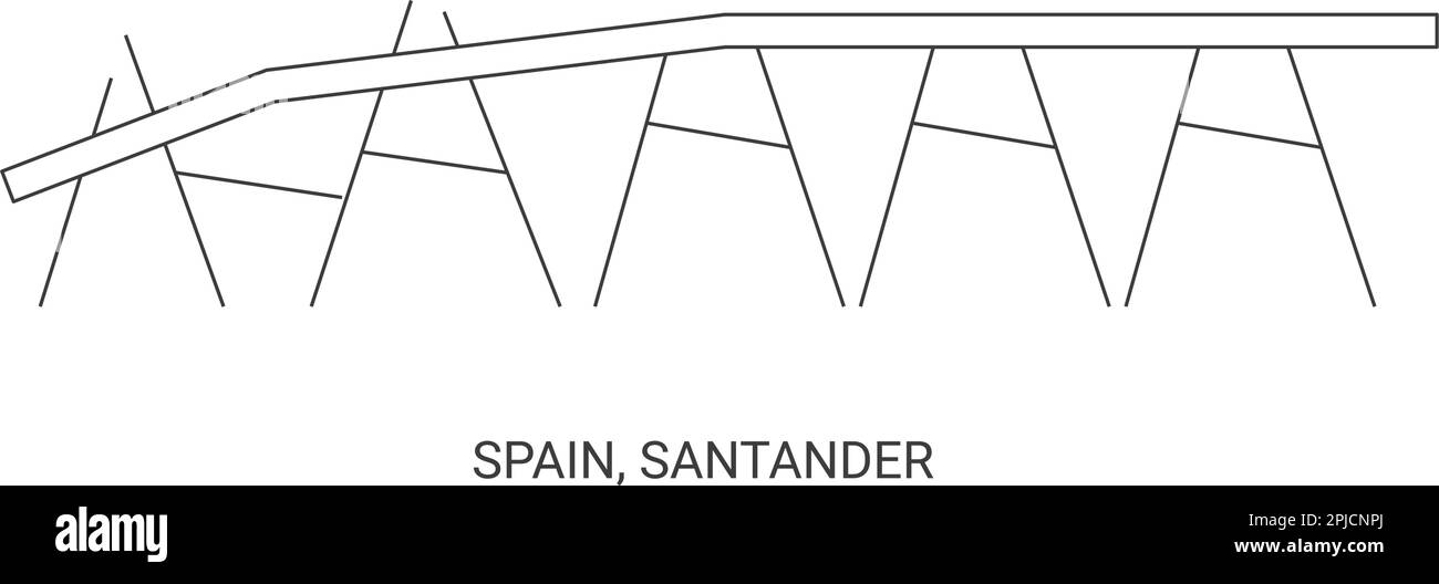 Spagna, Santander, viaggio punto di riferimento vettore illustrazione Illustrazione Vettoriale