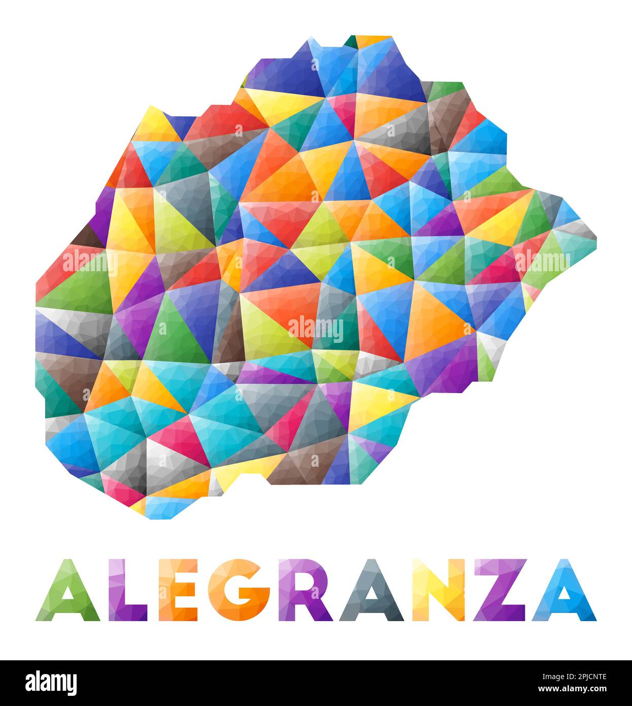 Alegranza - colorata a bassa forma di isola polietilene. Triangoli geometrici multicolori. Design moderno e alla moda. Illustrazione vettoriale. Illustrazione Vettoriale