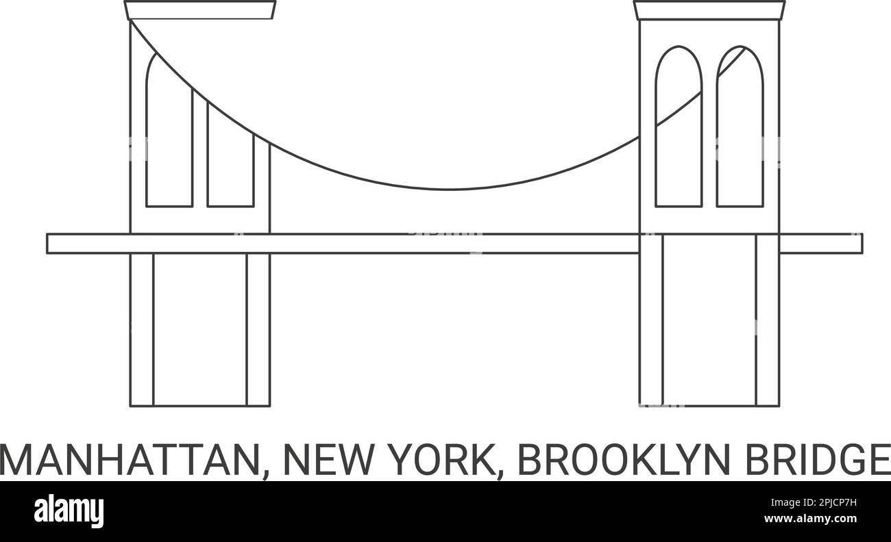 Stati Uniti, Manhattan, New York, Ponte di Brooklyn, viaggio punto di riferimento vettoriale illustrazione Illustrazione Vettoriale