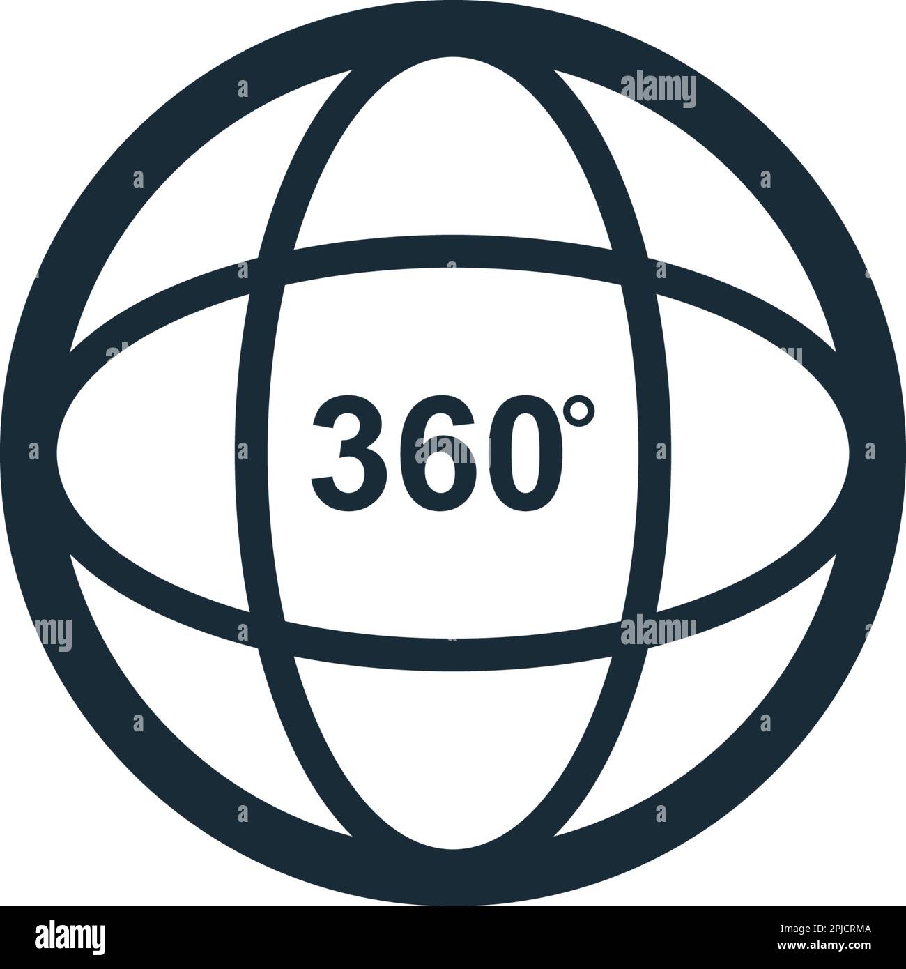 Immagine del modello del logo vettoriale a 360 gradi della fotocamera Illustrazione Vettoriale