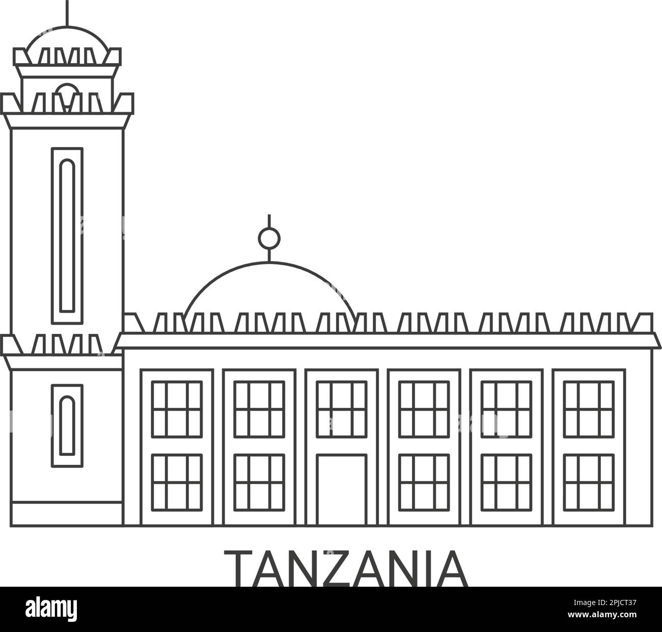 Illustrazione del vettore riferimento anatomico di viaggio in Tanzania Illustrazione Vettoriale