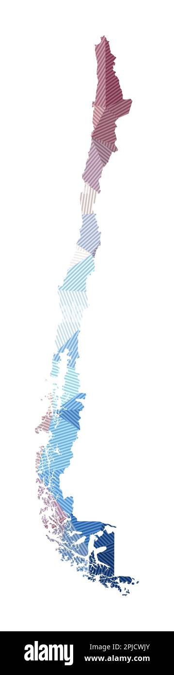 Cartina del Cile. Illustrazione in basso poli del paese. Design geometrico con strisce. Tecnologia, Internet, concetto di rete. Illustrazione vettoriale. Illustrazione Vettoriale