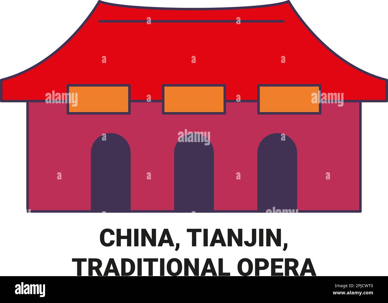Cina, Tianjin, Opera tradizionale viaggio figura vettore punto di riferimento Illustrazione Vettoriale