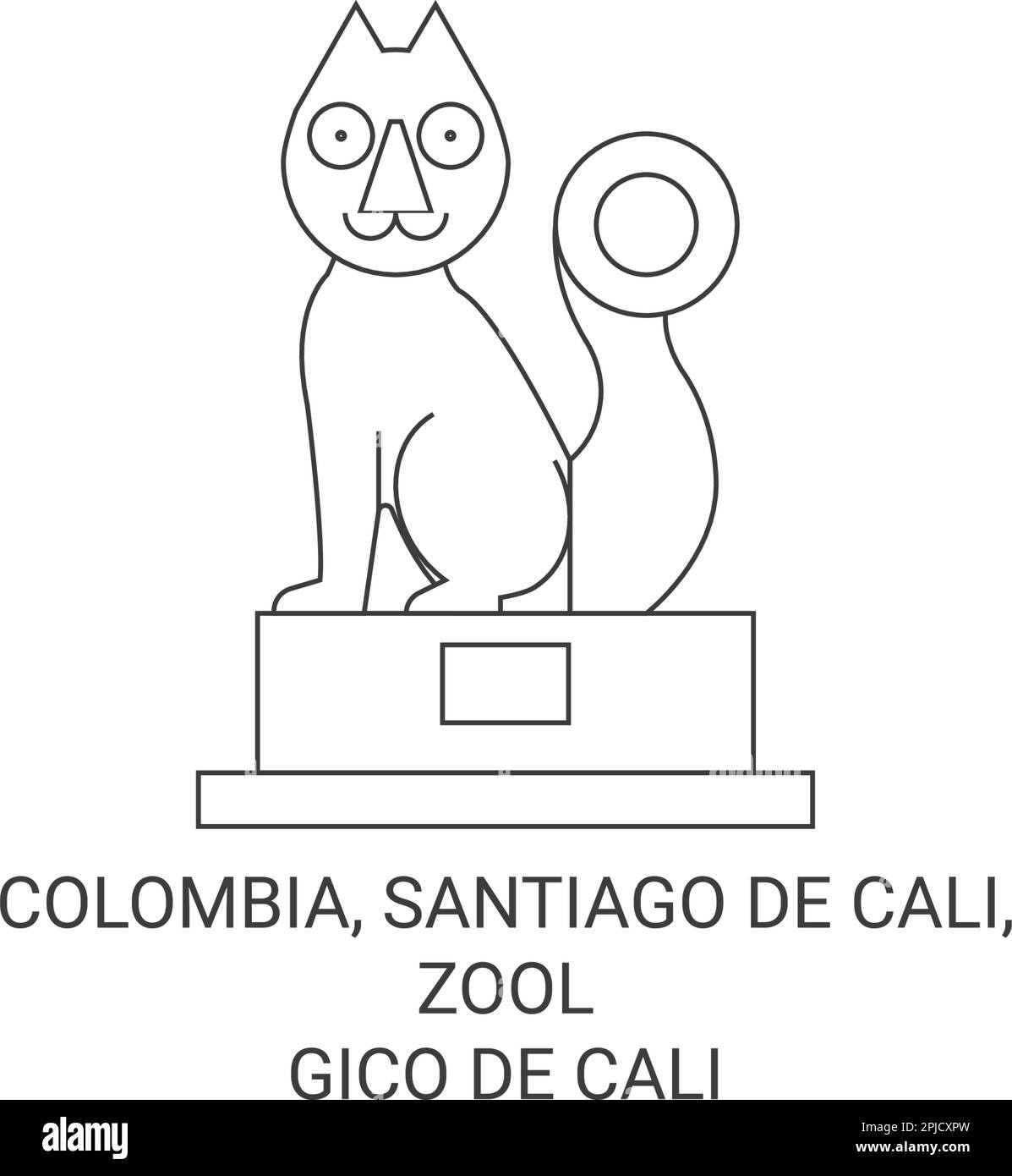 Colombia, Santiago De Cali, Zoolgico De Cali viaggio punto di riferimento vettore illustrazione Illustrazione Vettoriale