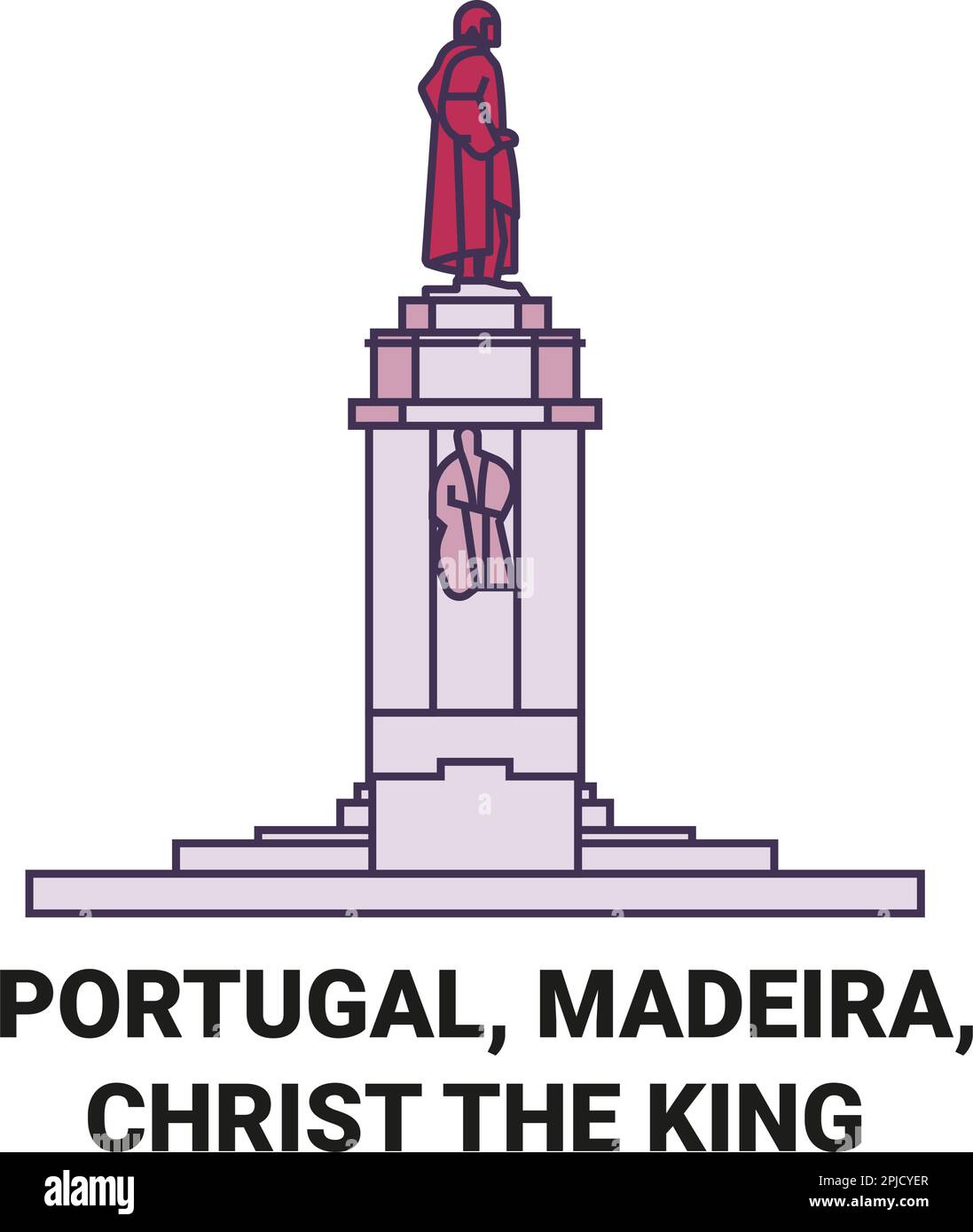 Portogallo, Madeira, Cristo il Re viaggio punto di riferimento vettore illustrazione Illustrazione Vettoriale