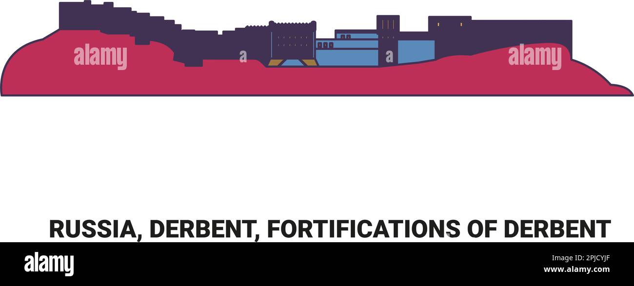 Russia, Derbent, fortificazioni di Derbent, viaggio punto di riferimento vettore illustrazione Illustrazione Vettoriale