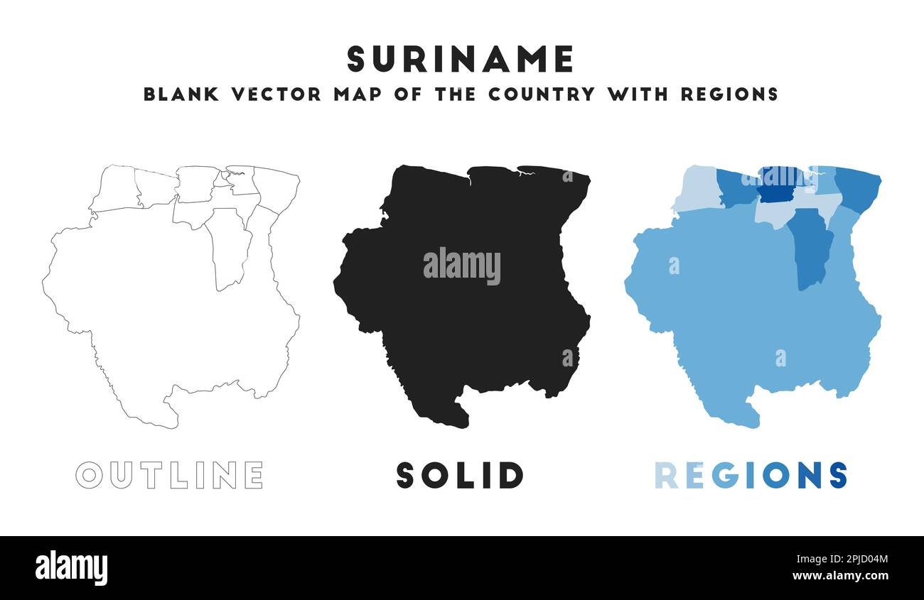 Mappa del Suriname. Confini del Suriname per la tua infografica. Forma vettoriale del paese. Illustrazione vettoriale. Illustrazione Vettoriale