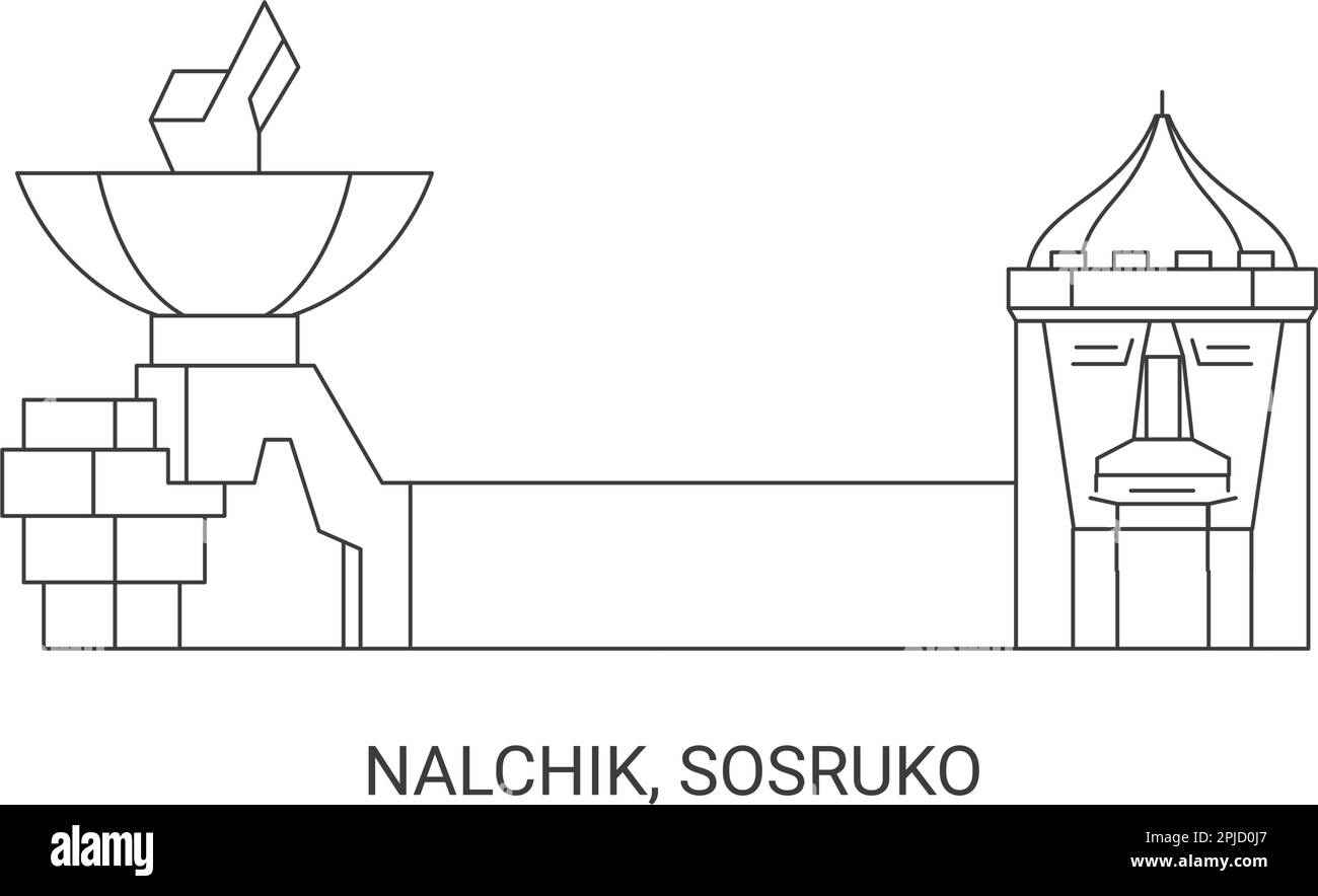 Russia, Nalchik, Sosruko viaggio punto di riferimento vettoriale illustrazione Illustrazione Vettoriale