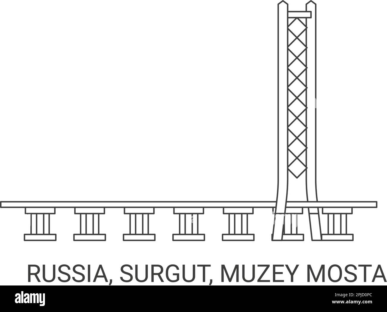 Russia, Surgut, Muzey Mosta, viaggio punto di riferimento vettore illustrazione Illustrazione Vettoriale