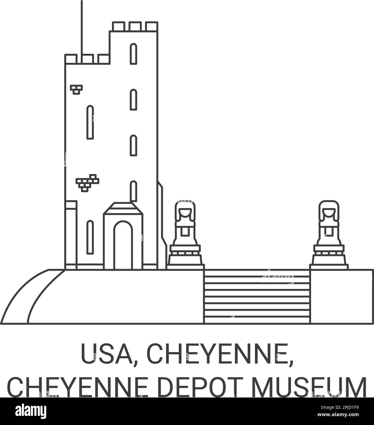 USA, Cheyenne, Cheyenne Depot Museum viaggio punto di riferimento vettoriale illustrazione Illustrazione Vettoriale