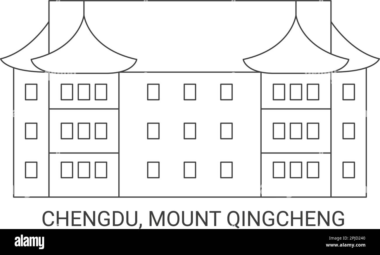 Cina, Chengdu, Monte Qingcheng, viaggio punto di riferimento vettore illustrazione Illustrazione Vettoriale