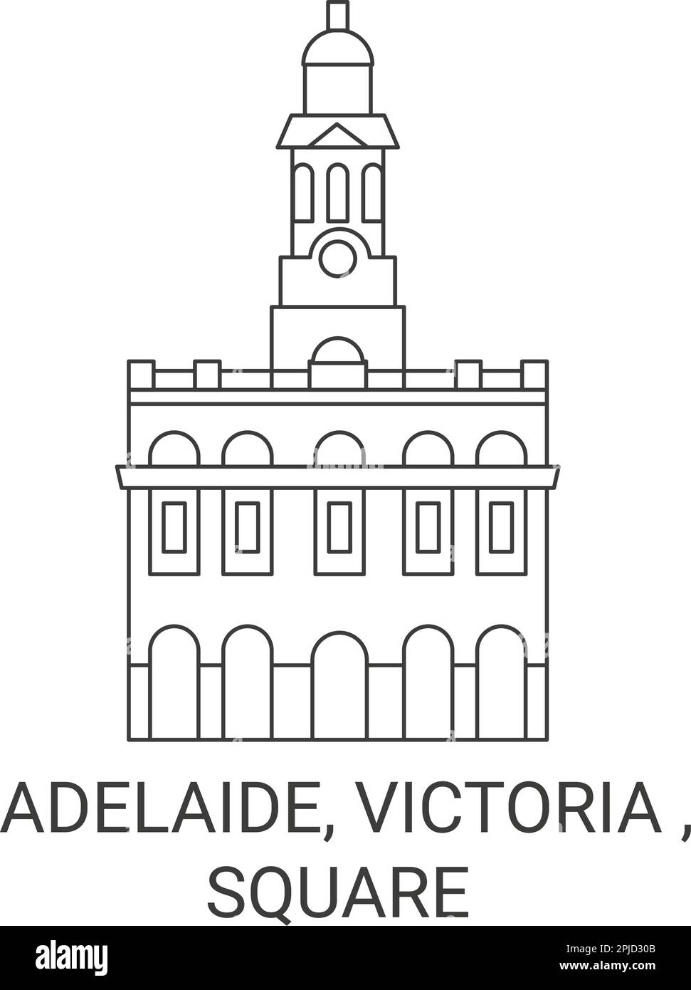 Australia, Adelaide, Victoria , disegno vettoriale di riferimento di viaggio quadrato Illustrazione Vettoriale