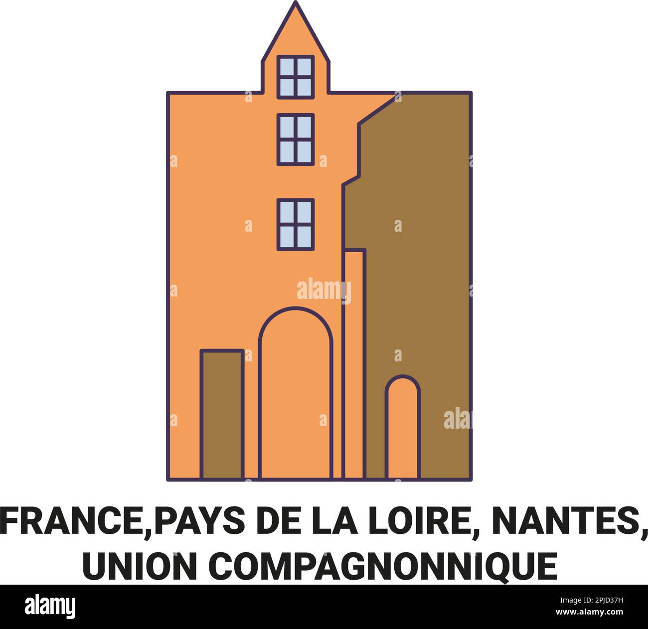 Francia, Nantes, Union Compagnonnique viaggio punto di riferimento vettore illustrazione Illustrazione Vettoriale