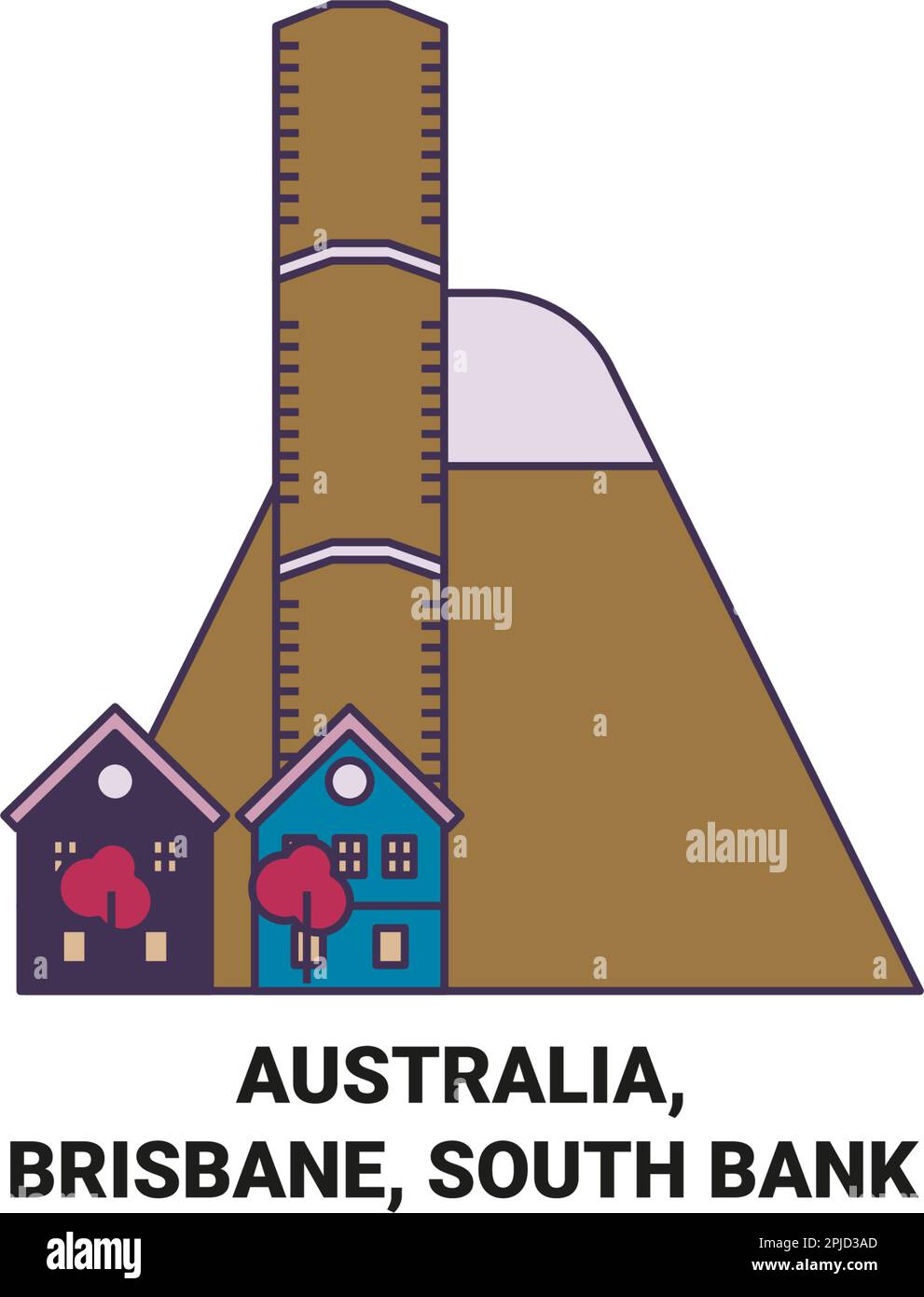 Australia, Brisbane, South Bank viaggio riferimento vettoriale illustrazione Illustrazione Vettoriale