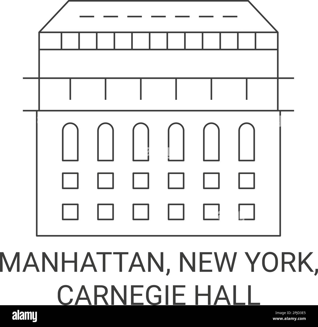 Stati Uniti, Manhattan, New York, Carnegie Hall viaggio punto di riferimento vettore illustrazione Illustrazione Vettoriale