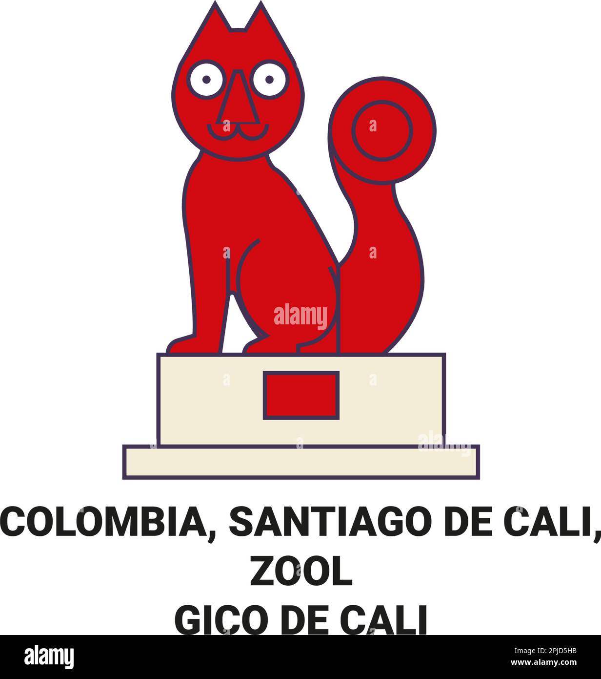 Colombia, Santiago De Cali, Zoolgico De Cali viaggio punto di riferimento vettore illustrazione Illustrazione Vettoriale