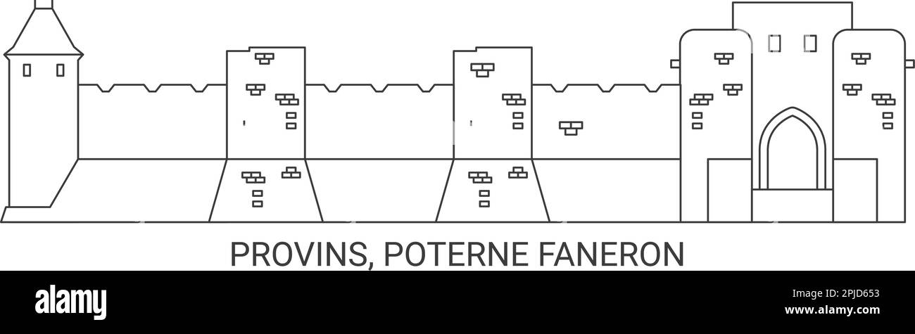 Francia, Provins, Poterne Faneron, viaggio punto di riferimento vettore illustrazione Illustrazione Vettoriale