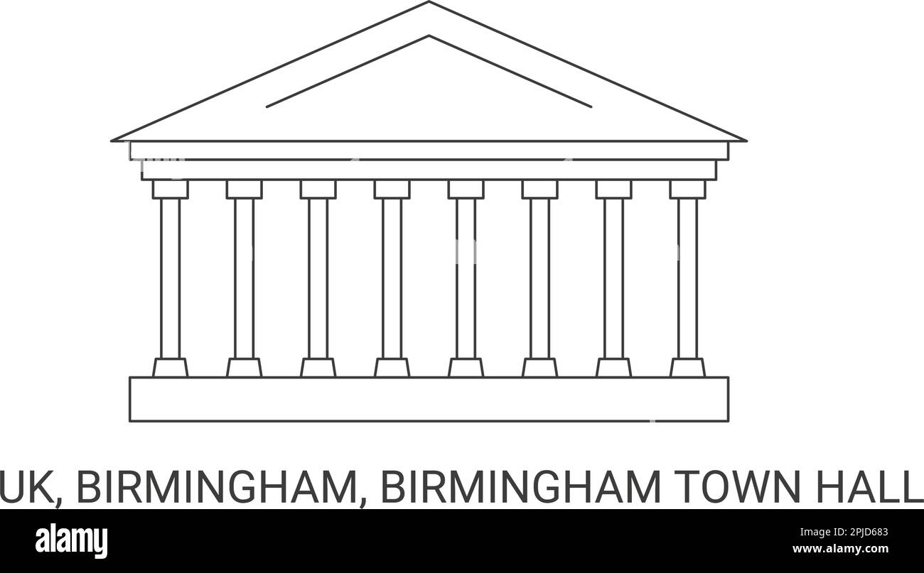 Inghilterra, Birmingham, Municipio di Birmingham, illustrazione vettoriale di riferimento di viaggio Illustrazione Vettoriale