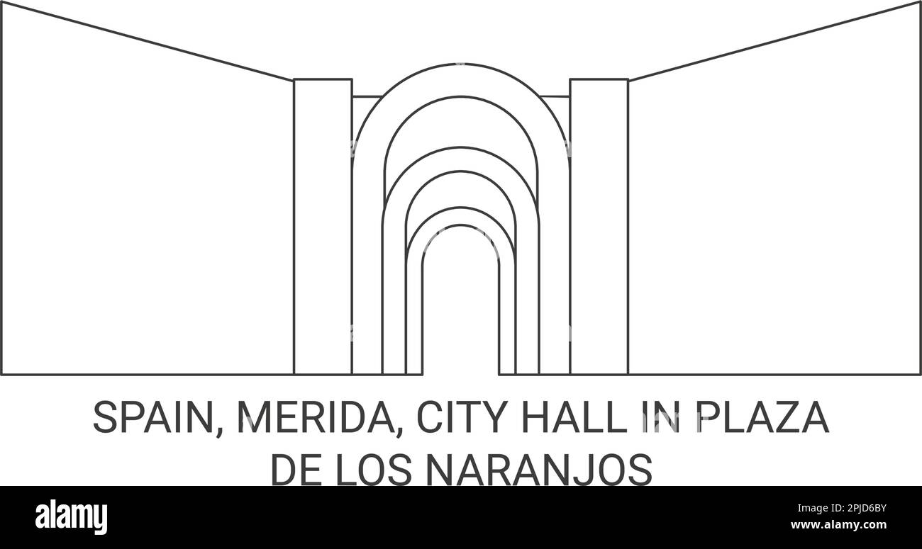 Spagna, Merida, Municipio in Plaza De Los Naranjos viaggio punto di riferimento vettore illustrazione Illustrazione Vettoriale