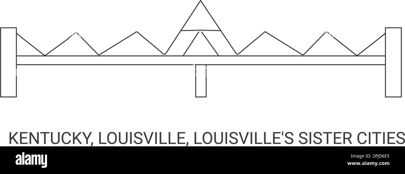Stati Uniti, Kentucky, Louisville, Louisville's Sister Cities, illustrazione vettoriale di riferimento del viaggio Illustrazione Vettoriale