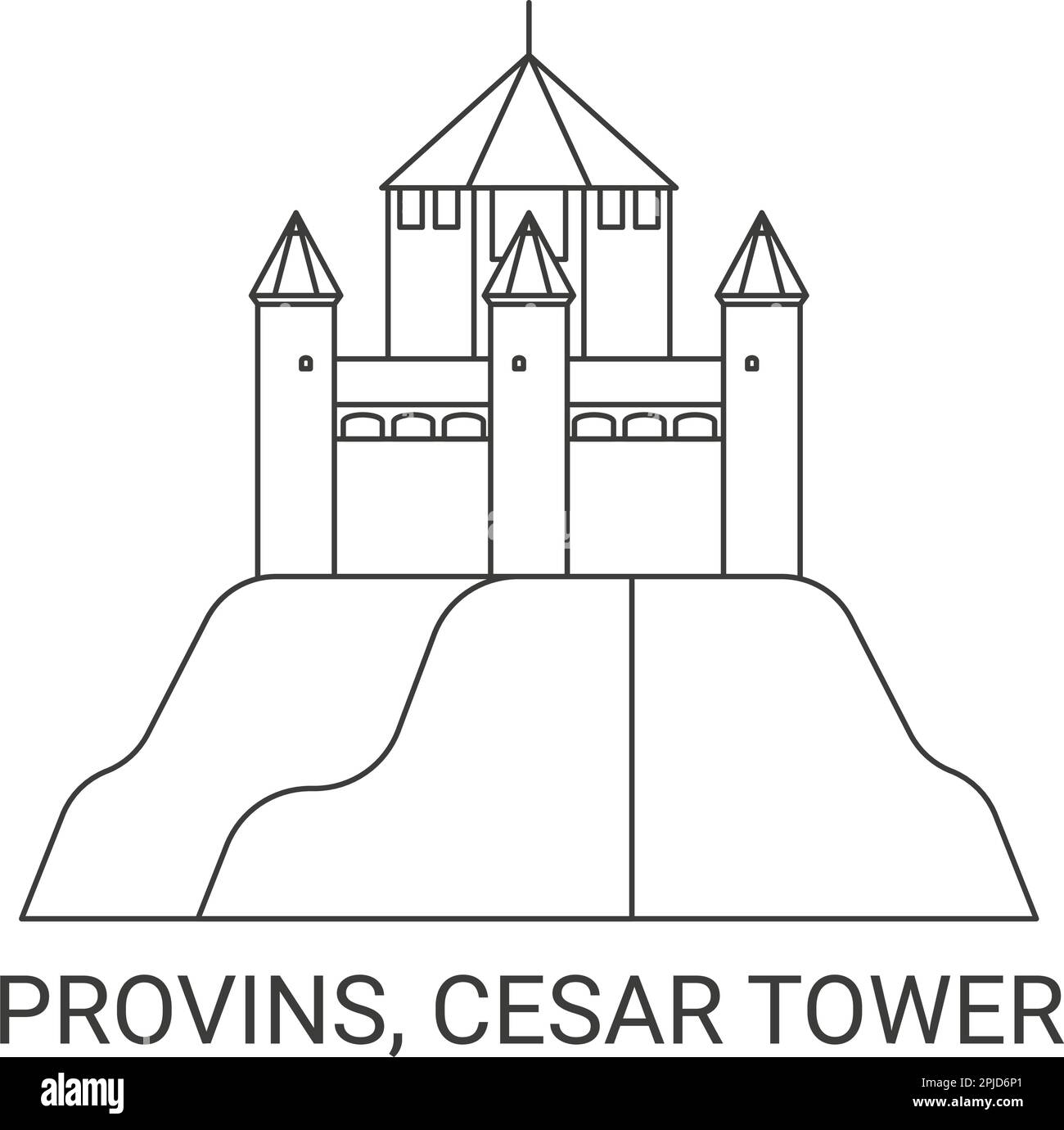 Francia, Provins, C, SAR Tower viaggio riferimento vettoriale illustrazione Illustrazione Vettoriale