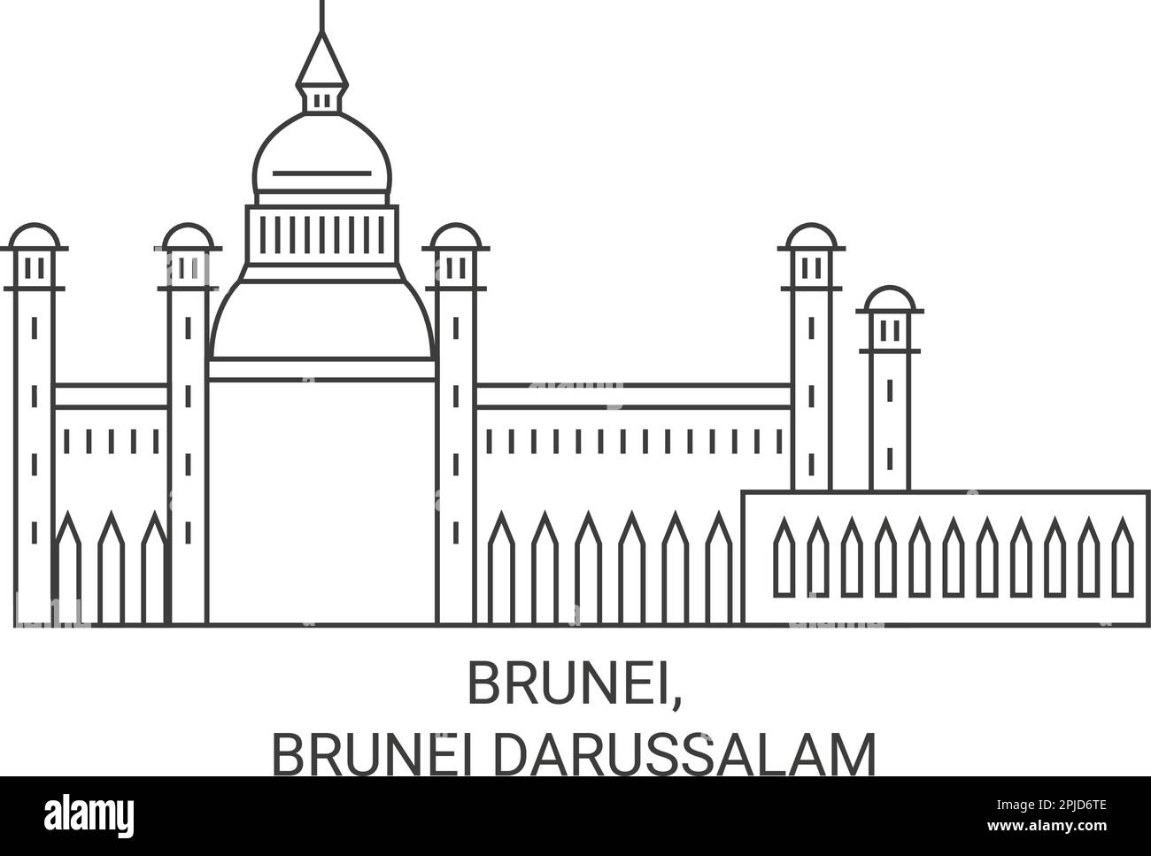Brunei, Brunei Darussalam viaggio riferimento vettoriale illustrazione Illustrazione Vettoriale