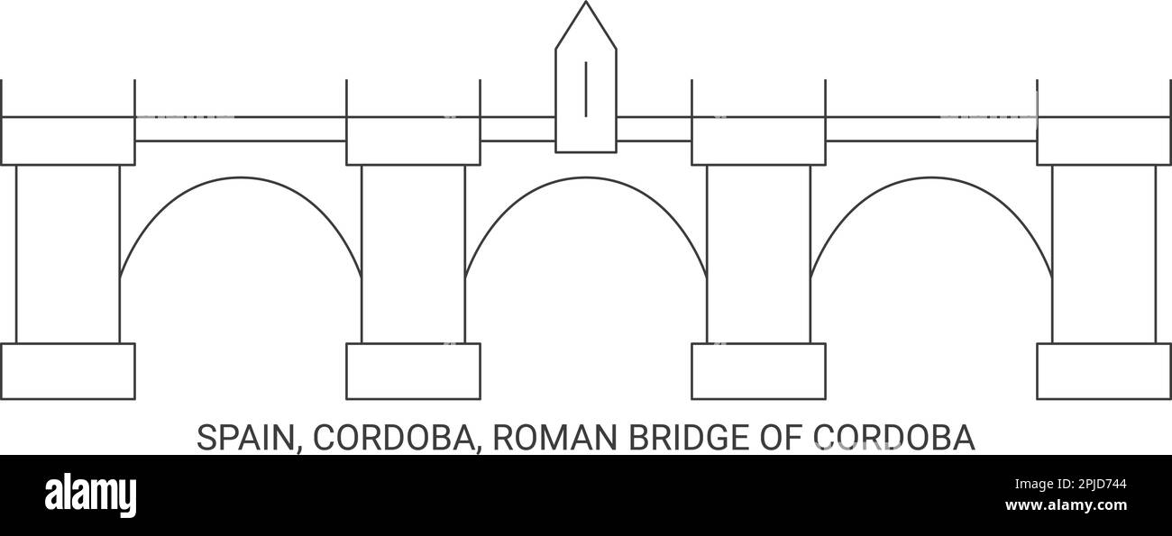 Spagna, Cordoba, Ponte Romano di C, rdoba viaggio punto di riferimento vettore illustrazione Illustrazione Vettoriale