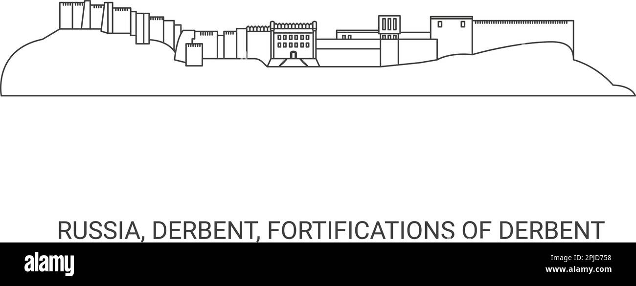 Russia, Derbent, fortificazioni di Derbent, viaggio punto di riferimento vettore illustrazione Illustrazione Vettoriale