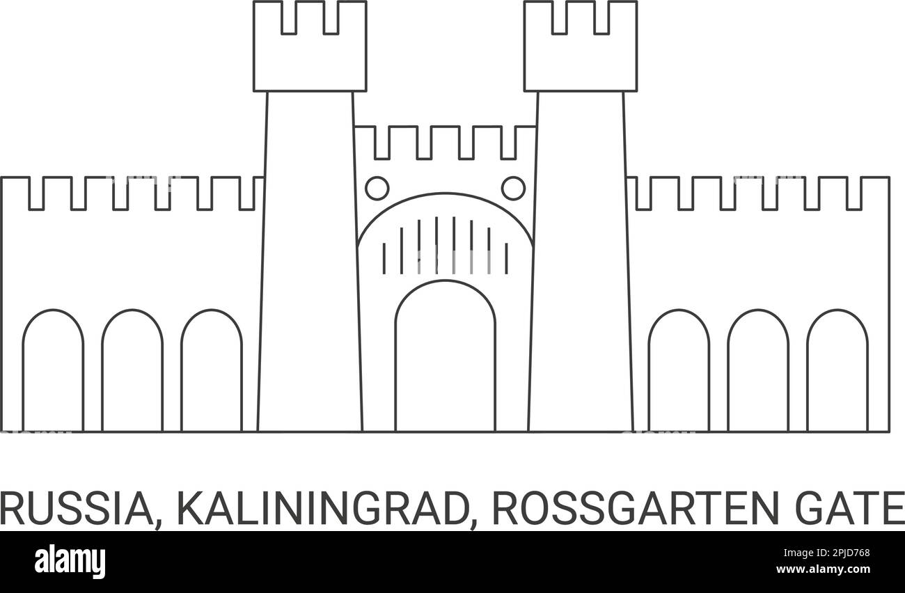 Russia, Kaliningrad, porta Rossgarten, illustrazione vettoriale di riferimento del viaggio Illustrazione Vettoriale