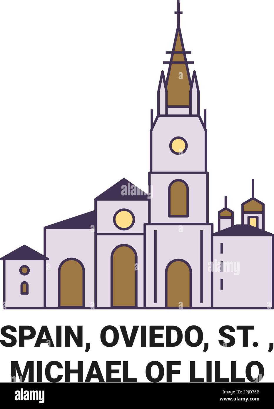 Spagna, Oviedo, St Michael di Lillo viaggio punto di riferimento vettoriale illustrazione Illustrazione Vettoriale