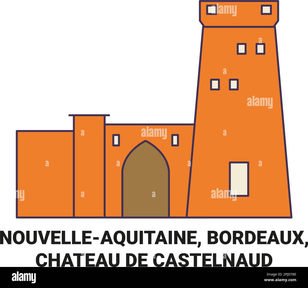 Francia, Nouvelleaquitaine, Bordeaux, Chateau De Castelnaud viaggio punto di riferimento illustrazione vettore Illustrazione Vettoriale