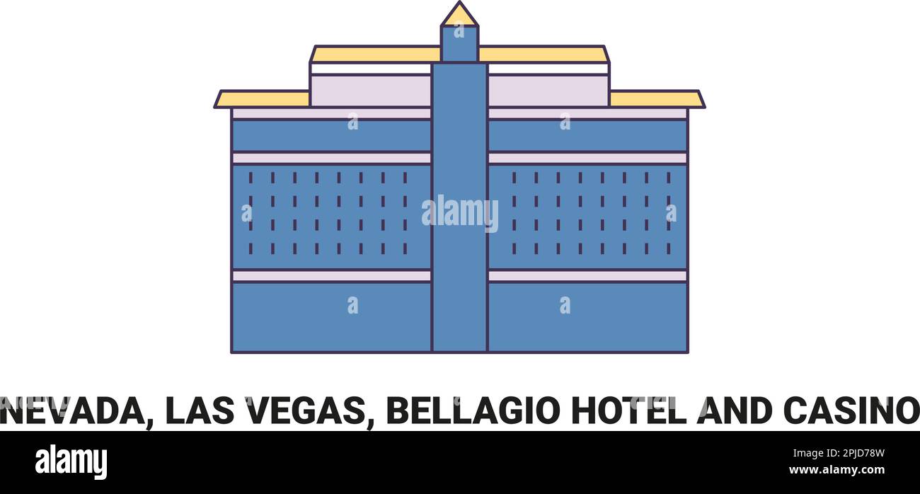Stati Uniti, Nevada, Las Vegas, Bellagio Hotel and Casino, viaggio punto di riferimento vettore illustrazione Illustrazione Vettoriale