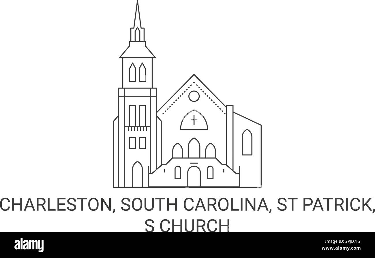 Stati Uniti, Charleston, Carolina del Sud, St Patrick, S Chiesa viaggio punto di riferimento vettore illustrazione Illustrazione Vettoriale