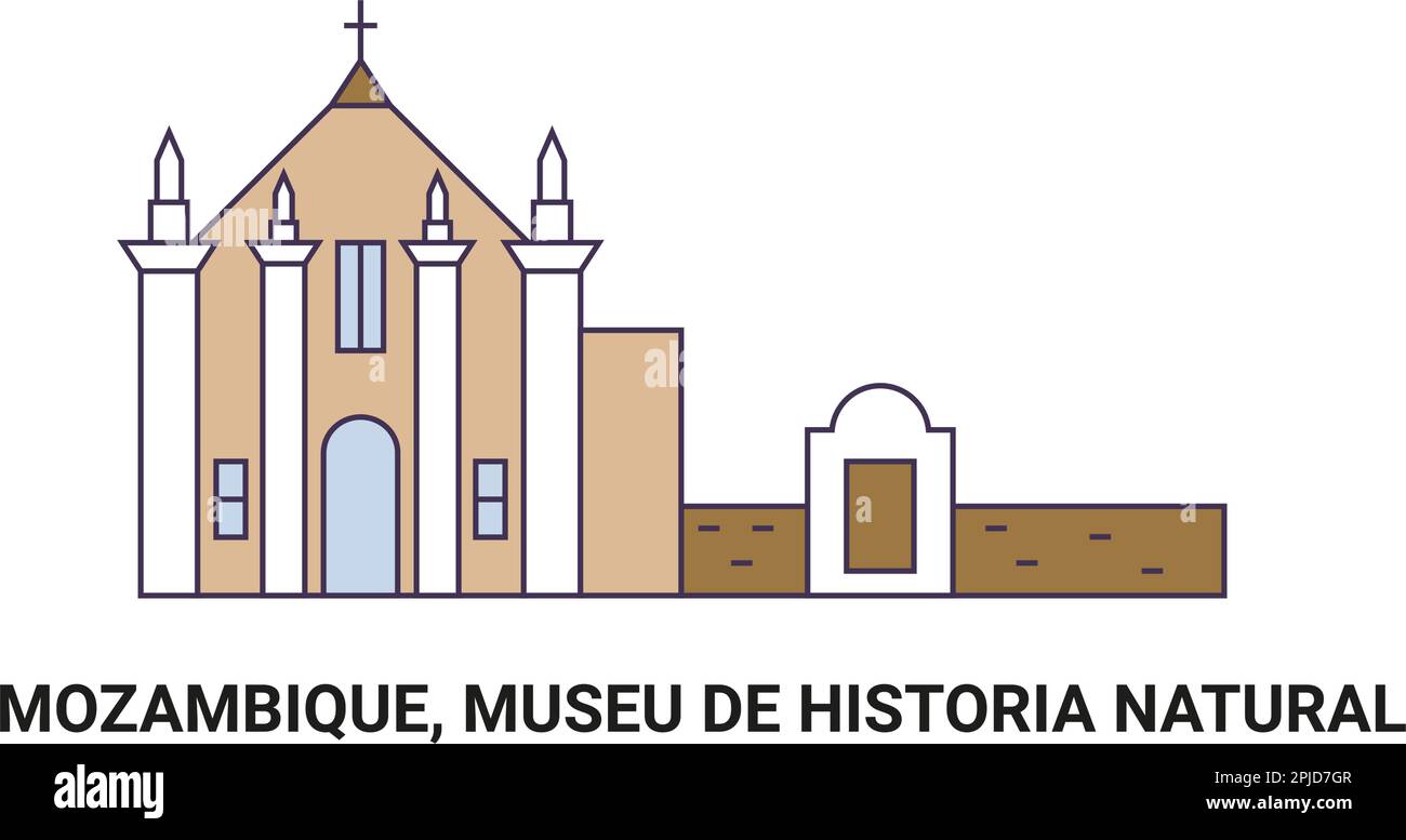 Mozambico, Museu De Historia Naturale, viaggio punto di riferimento vettoriale illustrazione Illustrazione Vettoriale