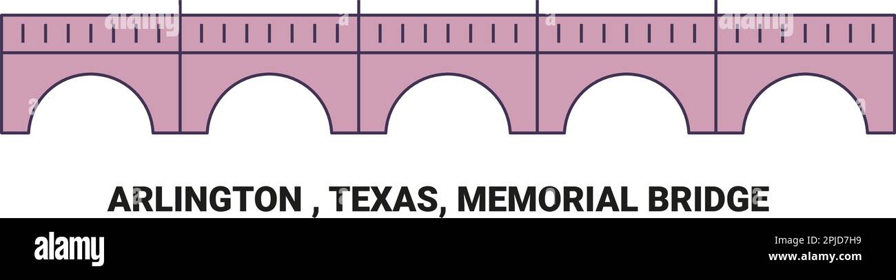 Stati Uniti, Arlington , Texas, Memorial Bridge viaggio punto di riferimento vettore illustrazione Illustrazione Vettoriale