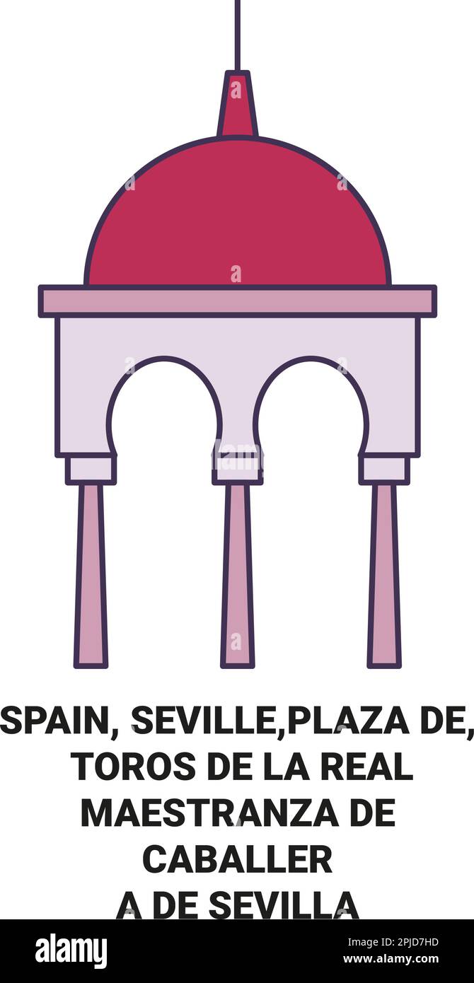 Spagna, Siviglia, Plaza De, Toros De la Real Maestranza De Caballera De Sevilla viaggio punto di riferimento vettore illustrazione Illustrazione Vettoriale