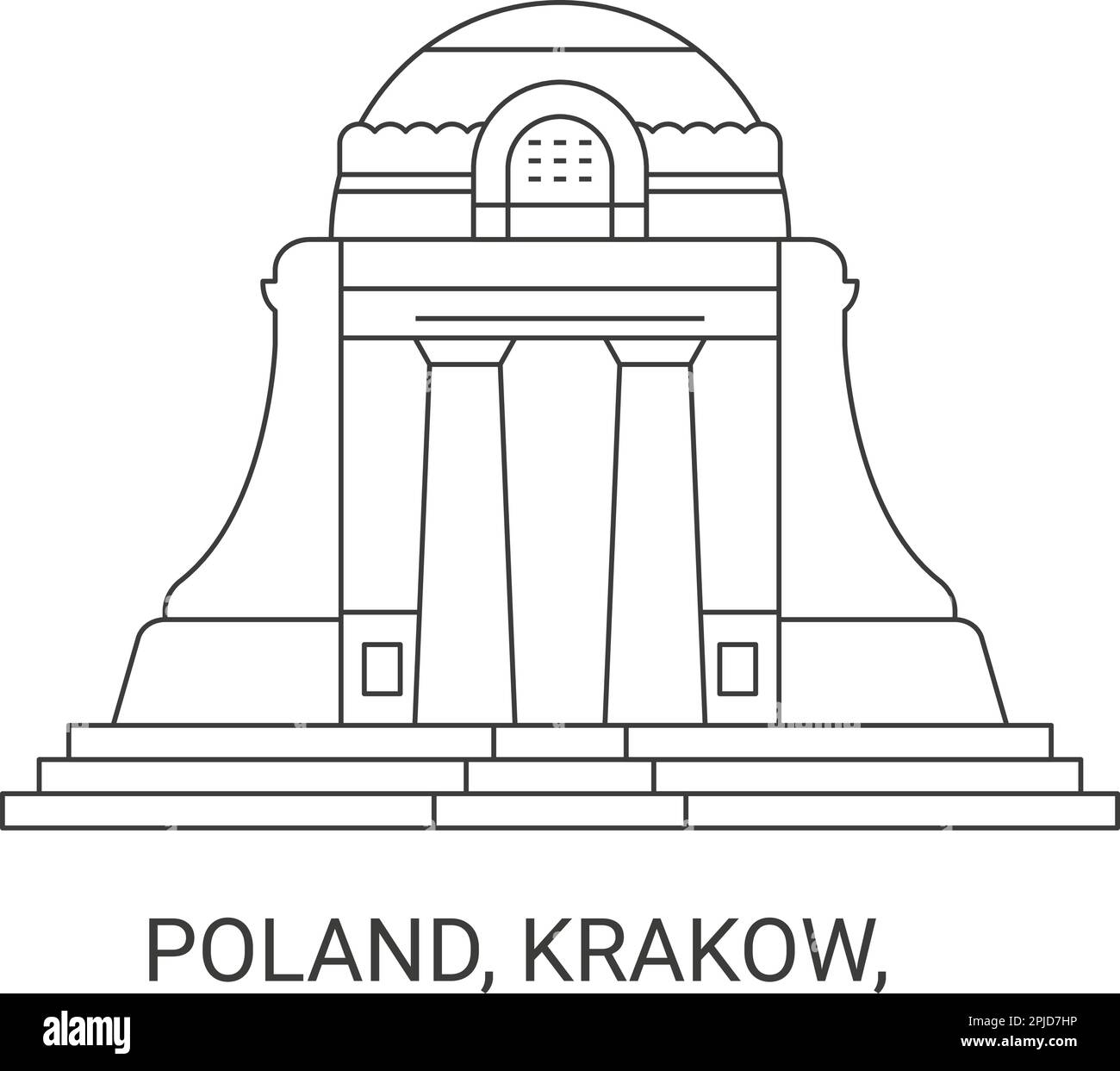 Polonia, Cracovia, disegno vettoriale di riferimento di viaggio Illustrazione Vettoriale