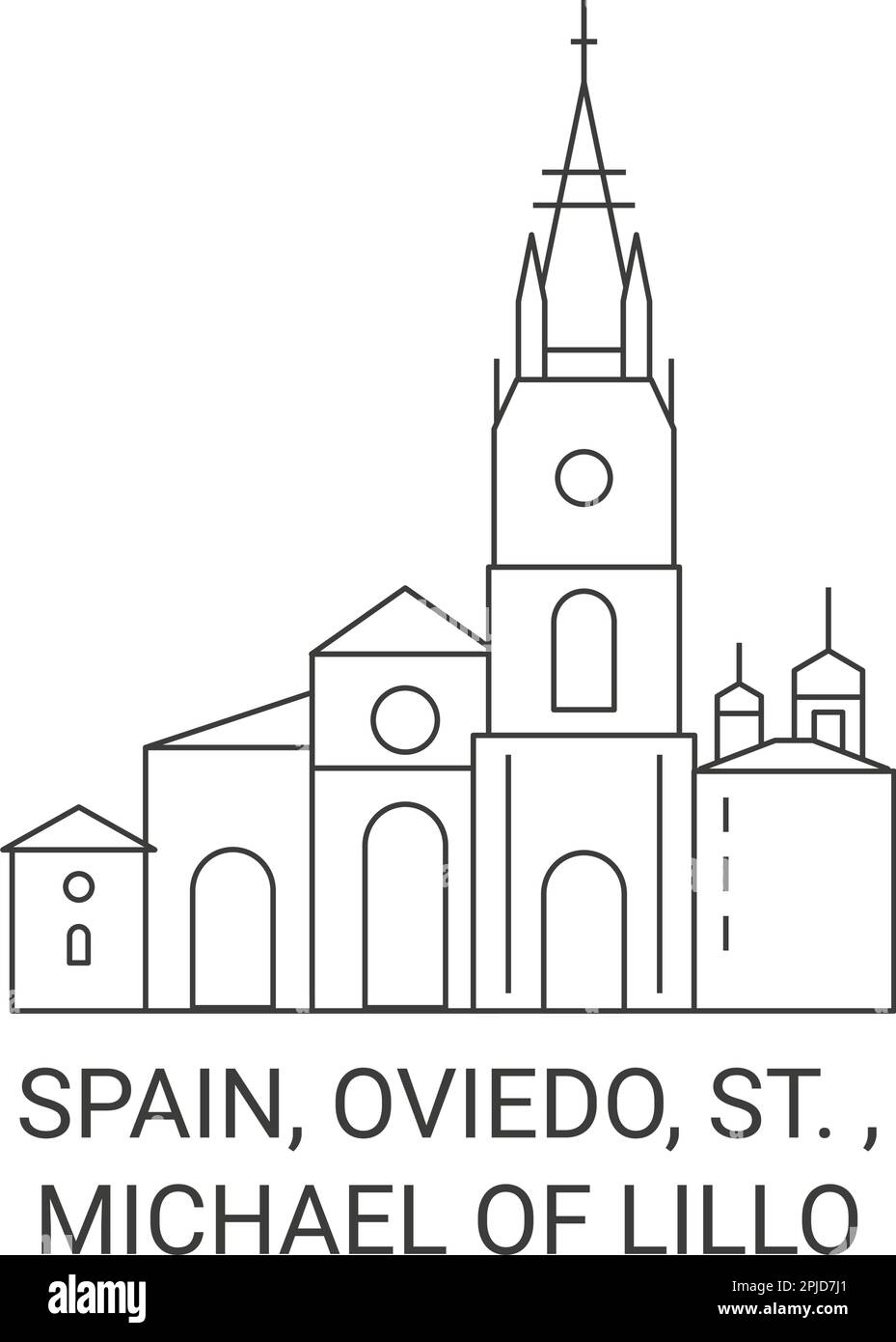 Spagna, Oviedo, St Michael di Lillo viaggio punto di riferimento vettoriale illustrazione Illustrazione Vettoriale