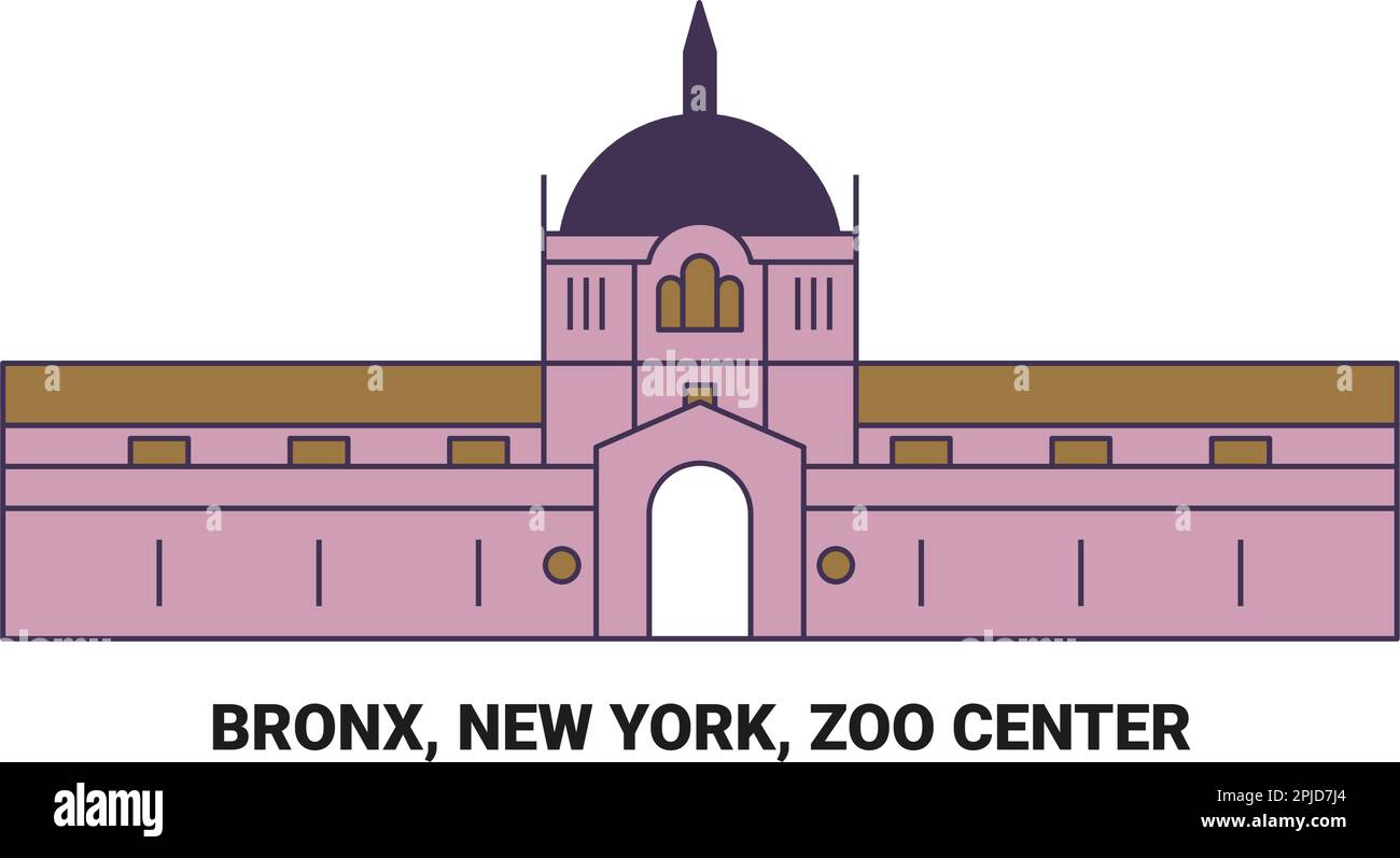 Stati Uniti, Bronx, New York, Zoo Center, viaggio punto di riferimento vettoriale illustrazione Illustrazione Vettoriale